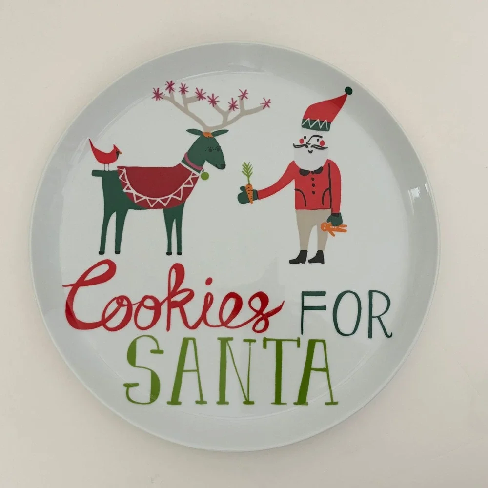 CRATE AND BARREL Cookies For Santa Jenny Bowers Serving Platter Plate 2014